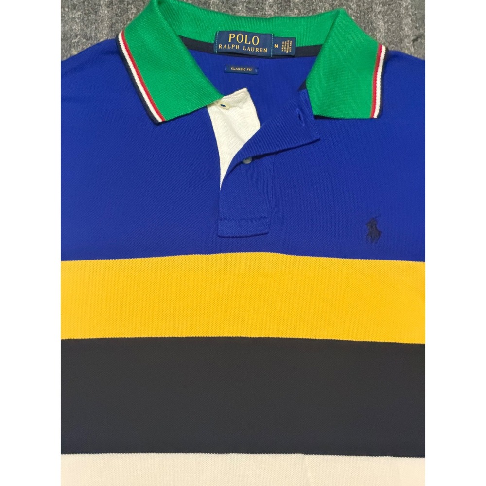 Polo Ralph Lauren Mens Colorblock Striped Polo Shirt Classic Fit Multicolor M - Picture 2 of 7